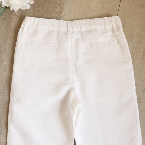 White Linen Pants Chino Fit Cotton Linen Adjustable Waist Size 4 RING BEARER NWT - Picture 5 of 8